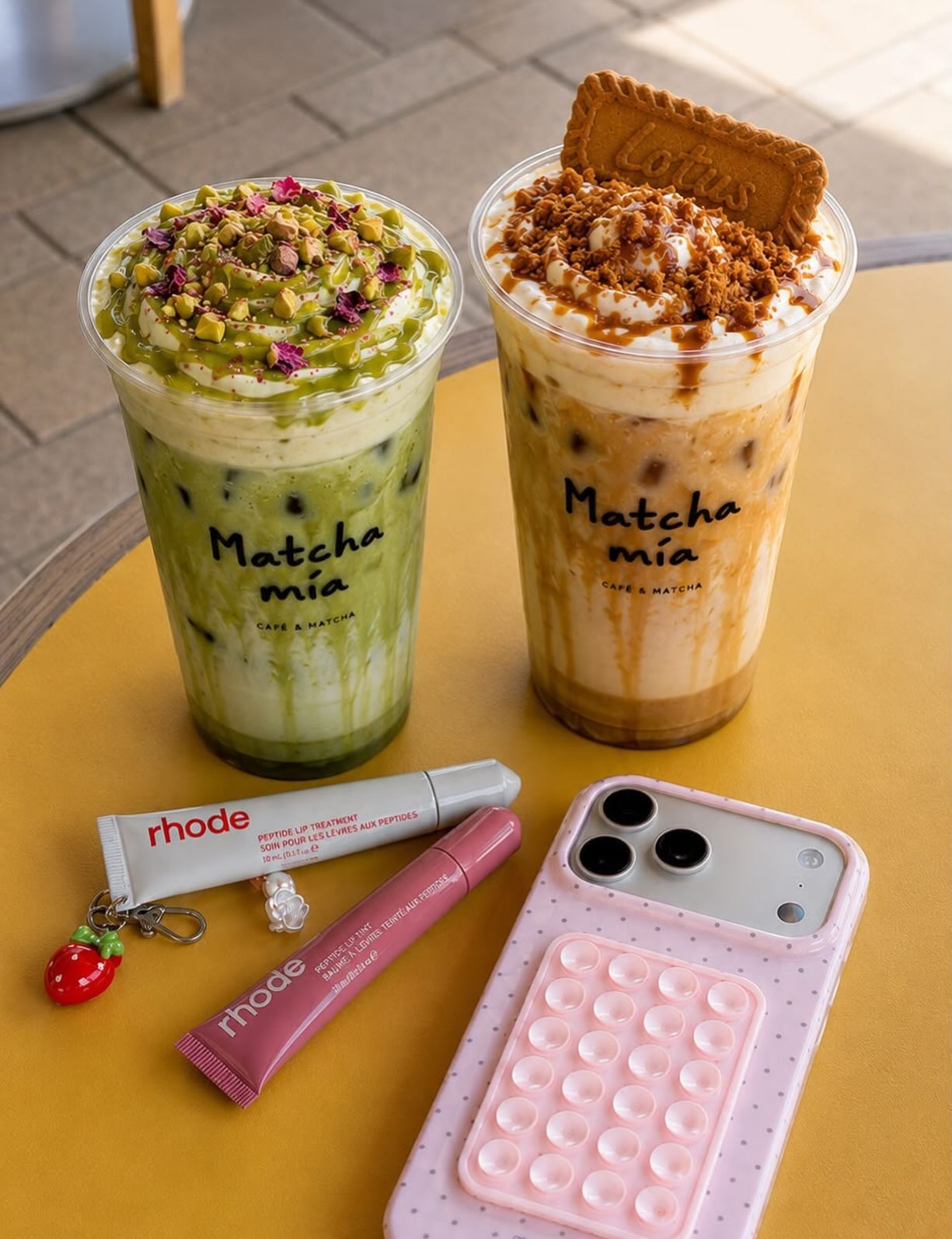 Pistachio Matcha y Biscoff Iced Latte de Matcha Mía
