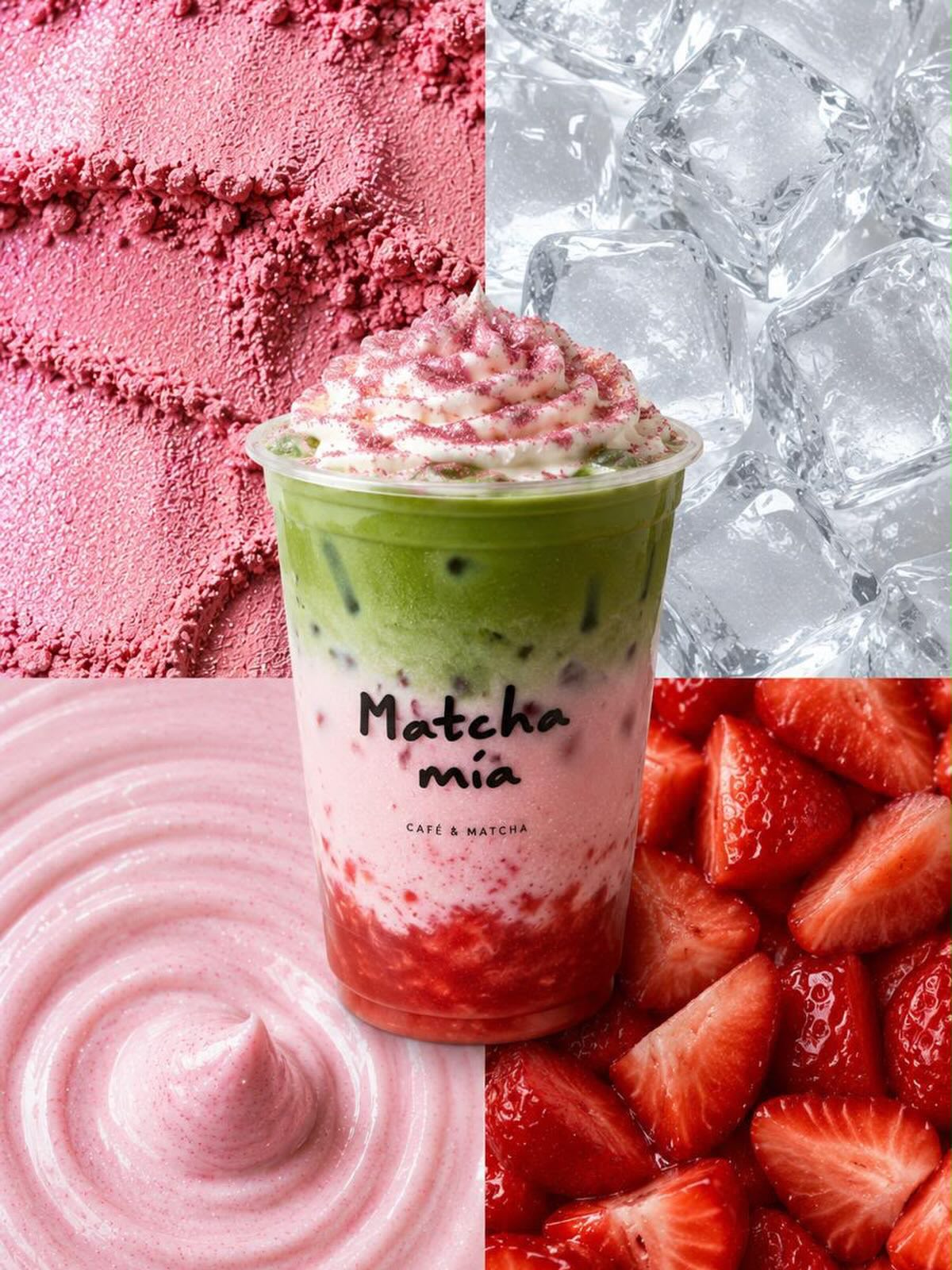 XOXO de Matcha Mía, una bebida de matcha y fresa